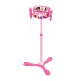 Stativ reglabil cu 2 microfoane, Lexibook Barbie, efecte vocale, lumini si bluetooth speaker, Roz
