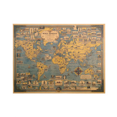 Poster Harta Minunilor Lumii, hartie antichizata, 68.5 x 51.5 cm