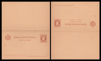 1880 Bucovina, CP bilingva dubla cu raspuns 2+2 kr Franz Josef efigia la dreapta foto