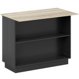 HOMCOM Insulă de Bucătărie cu Bar, Cărucior de Bucătărie cu 2 Compartimente Deschise și 2 Dulapuri, 105x60x82 cm, Negru | Aosom Romania