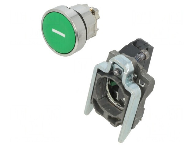 Comutator Apăsare Verde Plat 22mm NO