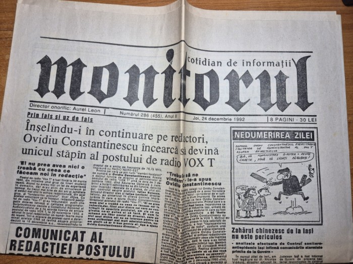 ziarul monitorul 24 decembrie 1992