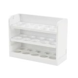 Recipient depozitare oua, cu 3 nivele, capacitate 30 de oua, din plastic, dimensiuni 25x10x18 cm, alb
