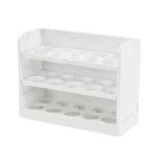 Recipient depozitare oua, cu 3 nivele, capacitate 30 de oua, din plastic, dimensiuni 25x10x18 cm, alb