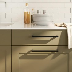vidaXL M&acirc;nere de dulap, 5 buc., negru, 224 mm, oțel inoxidabil 155401