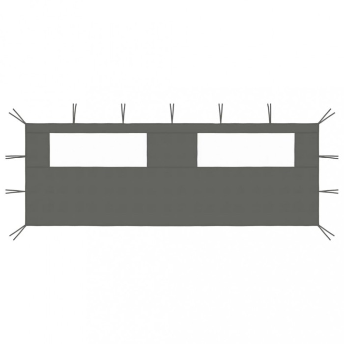 Perete lateral foișor cu ferestre, 6x2 m, antracit