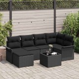 Cumpara ieftin Set de canapele pentru grădină cu pernă 7 pcs Negru Rattan poli