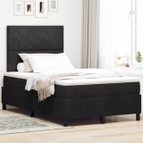 VidaXL Pat cu arcuri cu saltea cu headboard Negru 120 x 200 cm Catifea 3343372