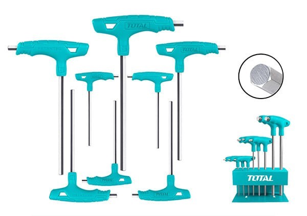 Set 8 chei imbus cu punct in T TOTAL 2-10mm, Cr-V INDUSTRIAL