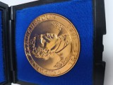 medalie bronz aurit , Omagiu lui Ciprian Porumbescu 1853-1883 .Concursul Coral Suceava .Diametru ,60 mm