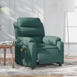 vidaXL Fotoliu electric de masaj rabatabil, verde &icirc;nchis, textil
