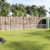 Padoc caini exterior vidaXL, 4x4x1m, otel galvanizat, argintiu - tarc siguranta animale, custi, cotete