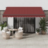 Cumpara ieftin Copertina retractabilă automat cu LED-uri, vișiniu, 400x350 cm