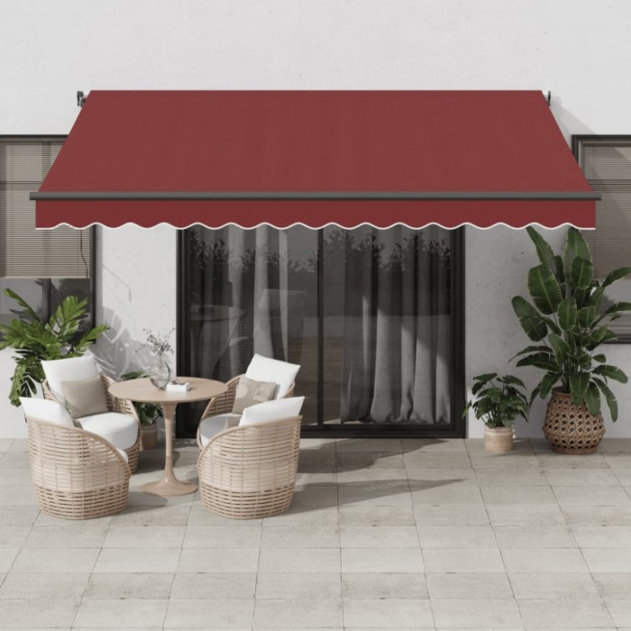 Copertina retractabilă automat cu LED-uri, vișiniu, 400x350 cm