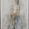 Nud sezand pe scaun// acuarela pe hartie, nesemnata