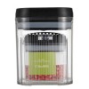 Cutii de Depozitare Alimente, Flippy, Set din 2 Cutii de tip Container, 1.3L, 0.5L, Recipiente pentru Cereale in Bucatarie, Transparente cu Capac Negr