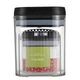 Cutii de Depozitare Alimente, Flippy, Set din 2 Cutii de tip Container, 1.3L, 0.5L, Recipiente pentru Cereale in Bucatarie, Transparente cu Capac Negr