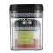 Cutii de Depozitare Alimente, Flippy, Set din 2 Cutii de tip Container, 1.3L, 0.5L, Recipiente pentru Cereale in Bucatarie, Transparente cu Capac Negr