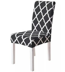Husa universala pentru scaune clasice, model ROMB, culoare NEGRU + ALB