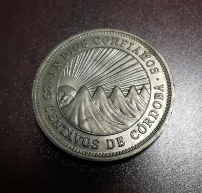 SV * NICARAGUA * 25 CENTAVOS DE CORDOBA 1964 * AUNC ++ * Luciu Monetar Complet foto