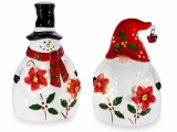 Set 2 figurine Craciun portelan multicolor cu led cm 9,5 x 8 x 16 H