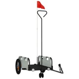 Cumpara ieftin Remorca de bicicleta, gri, textil oxford si fier