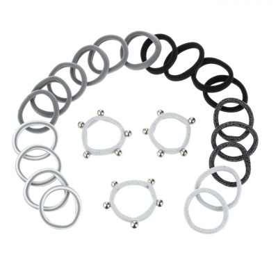 Set Elastice Păr, 22 Bucăți, Multicolor, Frotte, Lurex Argintiu foto