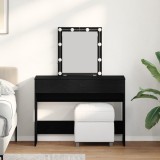 VidaXL Masă de toaletă oglindă &amp; LED, stejar negru, lemn prelucrat