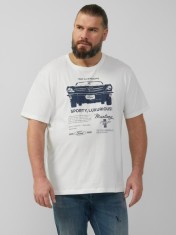 s.Oliver Big Sizes Tricou barbati big sizes cu imprimeu Ford&reg;, decolteu la baza gatului, alb, 2XL