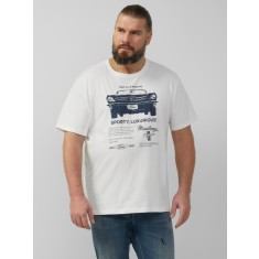 s.Oliver Big Sizes Tricou barbati big sizes cu imprimeu Ford&reg;, decolteu la baza gatului, alb, 2XL