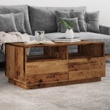 VidaXL Măsuță de cafea cu lumini LED, lemn vechi, 90x49x40 cm