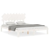 Cumpara ieftin Cadru de pat fara saltea, alb, 160x200 cm, lemn masiv pin