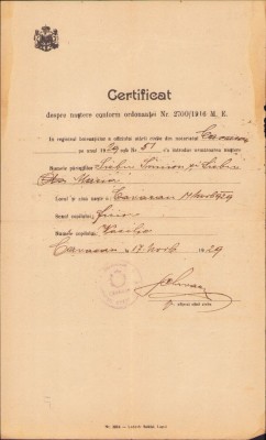 A906 Certificat de naștere, 1929, Căvăran foto