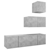 Cumpara ieftin Set de dulapuri TV, 4 piese, gri beton, lemn prelucrat