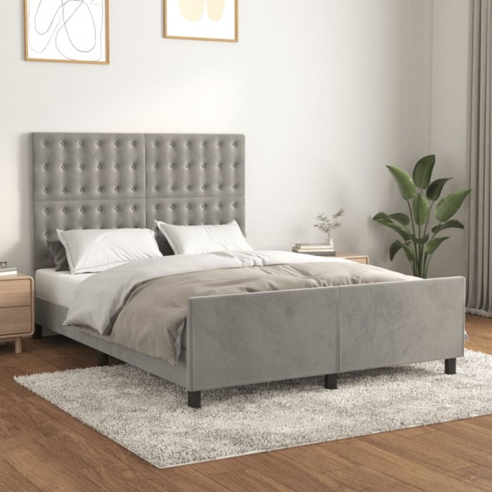 vidaXL Cadru de pat fără saltea, gri deschis, 140x200 cm, catifea 3126001