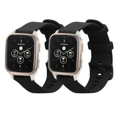 Set 2 Curele Kwmobile pentru Garmin Venu Sq 2 Music, Negru, Silicon, KWM000018RC008C foto