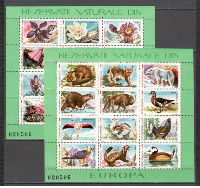 Romania.1987 Flora si fauna din rezervatii naturale-Bl. TR.493