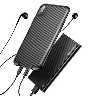 Husa pentru Apple iPhone X cu Splitter Lightning, Baseus Audio Case, Negru foto
