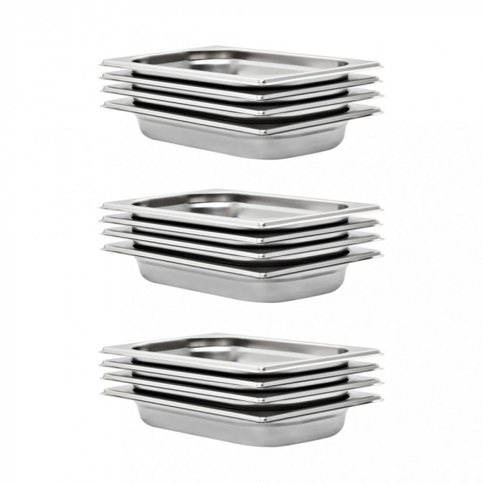 vidaXL Recipiente Gastronorm 12 buc. GN 1/4 40 mm oțel inoxidabil 50900
