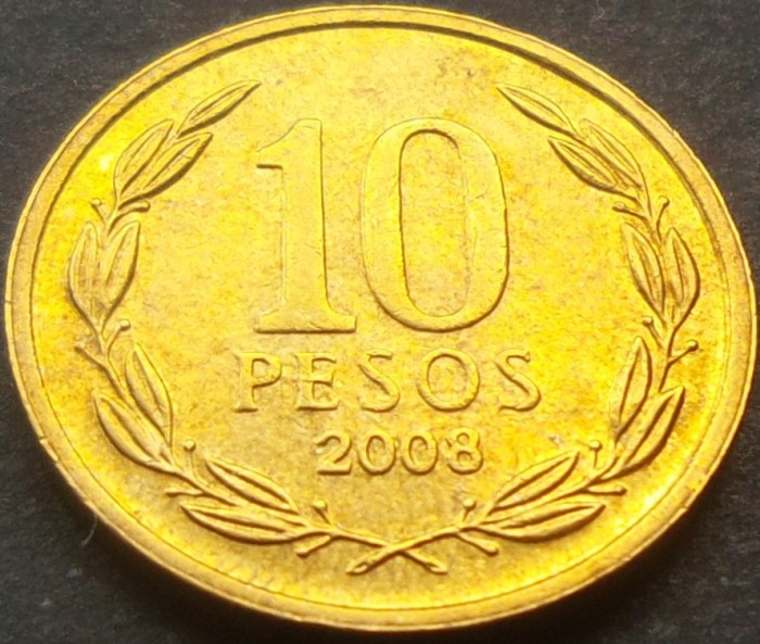 Moneda exotica 10 PESOS - CHILE, anul 2008 * cod 2387 = A.UNC