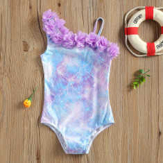 Costum de baie sirena cu floricele aplicate drool (marime: 110)