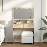 Masă de toaletă cu LED, stejar sonoma, 80x41x134,5 cm
