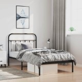 VidaXL Cadru de pat metalic cu tăblie, negru, 100x190 cm 352572