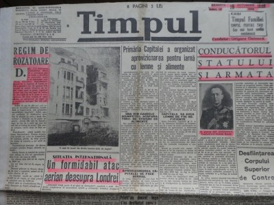 Ziarul Timpul, 19 octombrie 1940 foto
