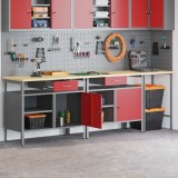 Set banc de lucru, 3 piese, negru, oțel