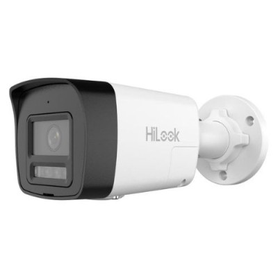 Camera IP Hikvision HiLook, 2MP, lentila 2.8mm, iluminare duala 30m, microfon-difuzor, slot card microSD, PoE, IP67 - IPC-B120HA-LUF/SL SafetyGuard Su foto