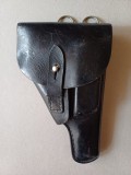 NI89 Toc german din piele neagră pentru pistol Walther