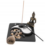 Decoratiune gradina zen in miniatura suport yin yang buddha si accesorii model 2