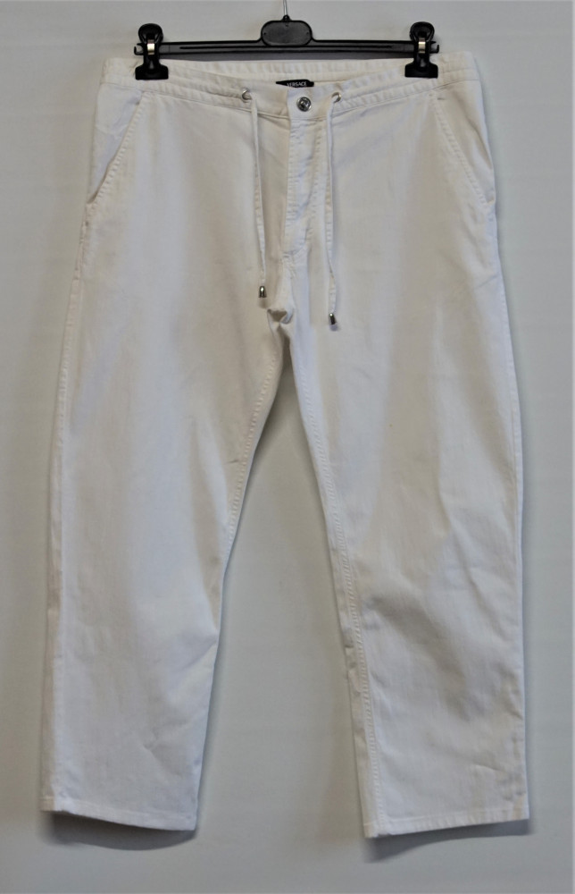 Pantaloni Versace Jeans Couture albi, Trei-sferturi, Alb, L | Okazii.ro