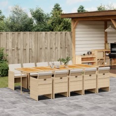 vidaXL Set mobilier de gradina cu perne, 11 piese, bej, poliratan foto
